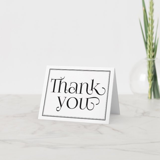 Cartão De Agradecimento Black & White Calligraphy Thank You Note Card (Frente)