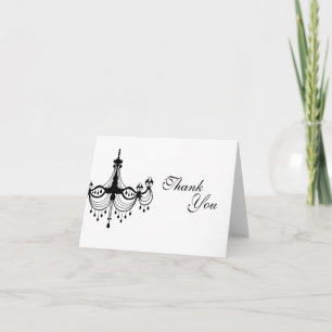 Cartão De Agradecimento Black & White Chandelier Thank You Note Card