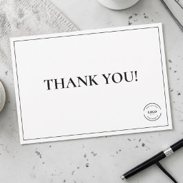 Cartão De Agradecimento Black White Company Logo Custom Simple