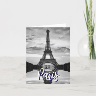 Cartão De Agradecimento Black White Eiffel Tower Paris Love City Viagem