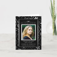 Black & White Floral Photo Thank You Sympathy Card