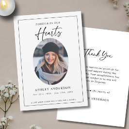 Cartão De Agradecimento  Black White Forever in Our Hearts Funeral