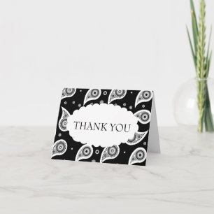 Cartão De Agradecimento Black & White Paisley Wedding Thank You Card
