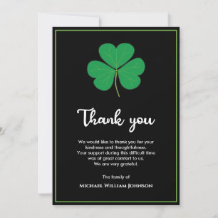Cartão De Agradecimento Black White Shamrock Verde Clover Irish Funver