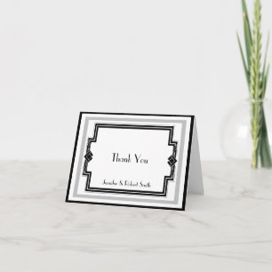 Cartão De Agradecimento Black White Silver Art Deco Anniversary Thank You