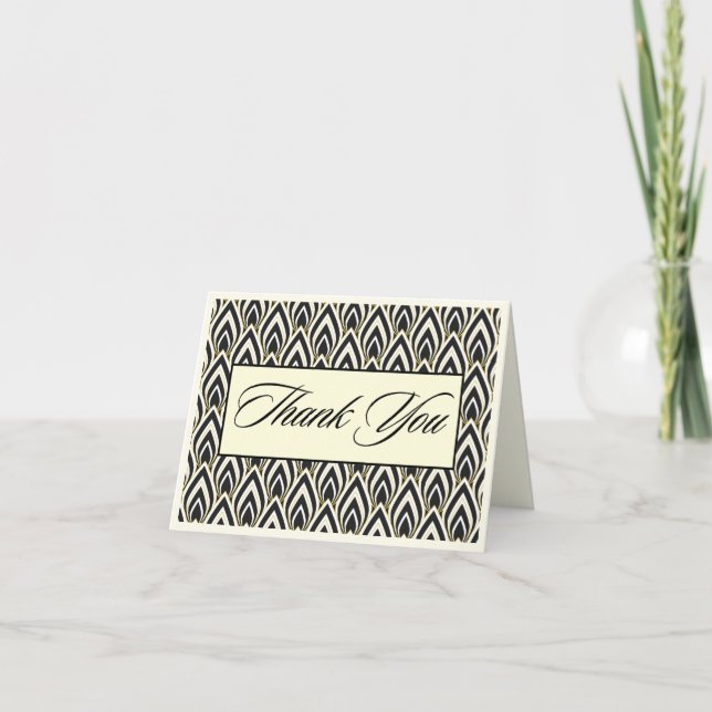 Cartão De Agradecimento Black & White Thank You Cards (Frente)