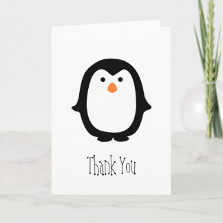 Cartão De Agradecimento Blank Black & White Penguin Thank You Card