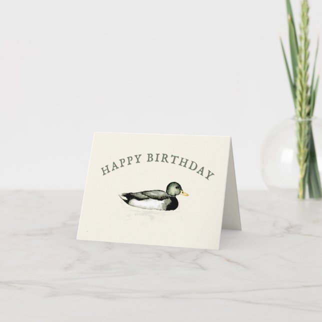 Cartão De Agradecimento Blank Happy Birthday Mallard Duck Card (Frente)