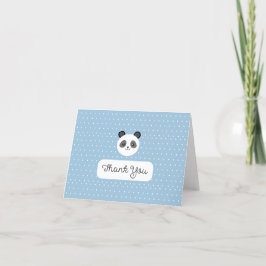Cartão De Agradecimento BLANK Kawaii Panda Blue Polka Dots Baby Shower