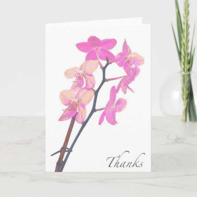 Cartão De Agradecimento Blank Pink Orchid Thank You Card (Frente)