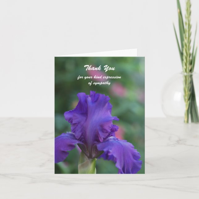 Cartão De Agradecimento Blank Sympathy Thank You Note Card -- Iris (Frente)