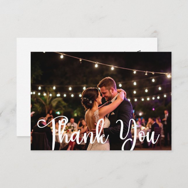 Cartão De Agradecimento Blissful Wedding Flat Thank You Card (Frente/Verso)
