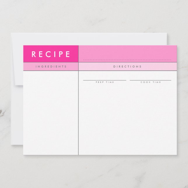 Cartão De Agradecimento Bloco de organizador MODERN RECIPE CARD rosa mínim (Frente)