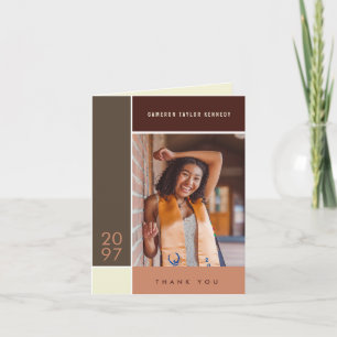 Cartão De Agradecimento Blocos de Cor Simples de Mondrian para Foto de For