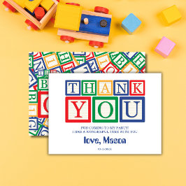 Cartão De Agradecimento Blocos de Madeira ABC Cores Primárias Cute
