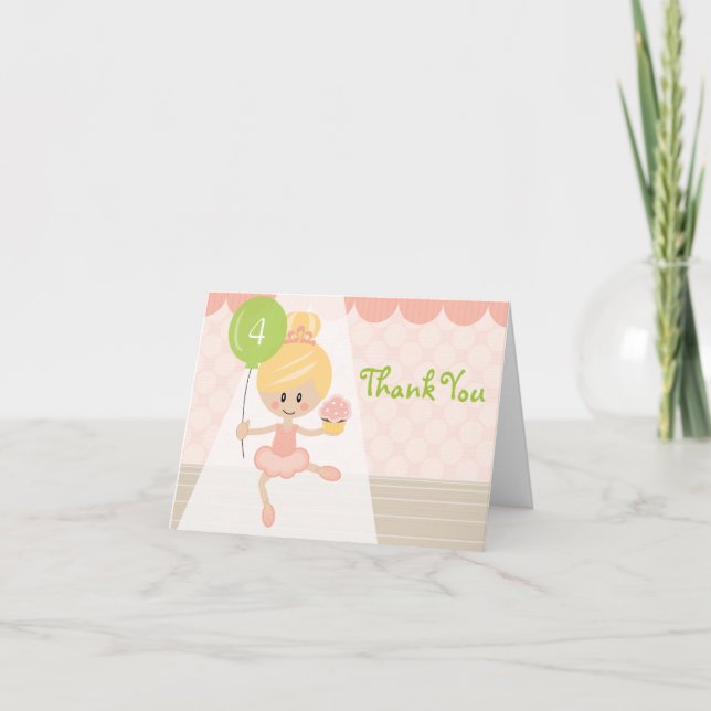 Cartão De Agradecimento Blonde Ballerina Birthday Thank You Cards (Frente)