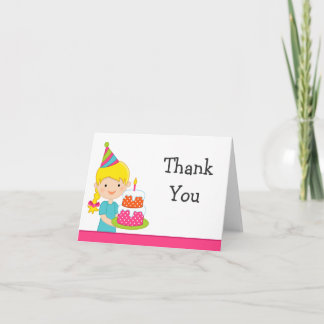 Cartão De Agradecimento Blonde Haired Girl Birthday Party Thank You
