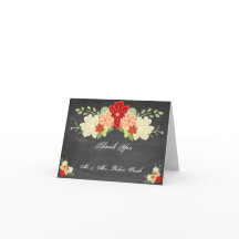 Blood Orange Flower Chalkboard Wedding Thank You
