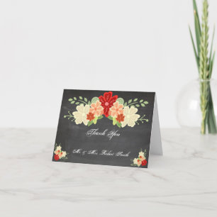 Cartão De Agradecimento Blood Orange Flower Chalkboard Wedding Thank You