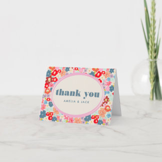 Cartão De Agradecimento Blooming Joy Bright Floral Maximalist Wedding
