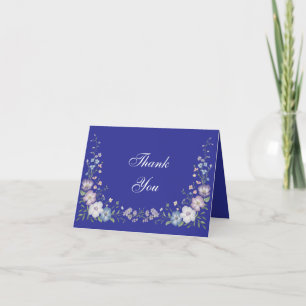 Cartão De Agradecimento Blooms do Jardim de Elegância Regal Blue Vintage