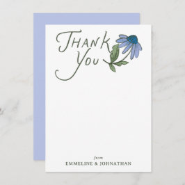 Cartão De Agradecimento Blue and Green Wildflower Flat Thank You Notes