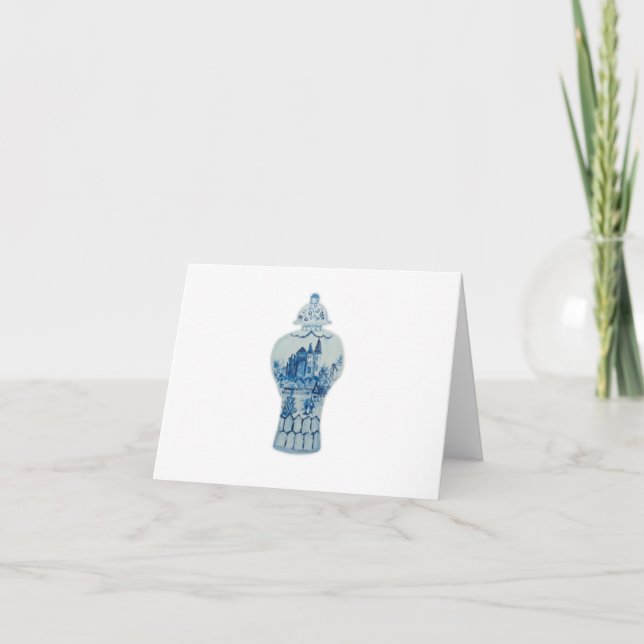 Cartão De Agradecimento Blue and White Ginger Jar Thank You Notes (Frente)