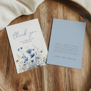 Cartão De Agradecimento Blue Baby In Bloom Wildflower Baby Shower Plano