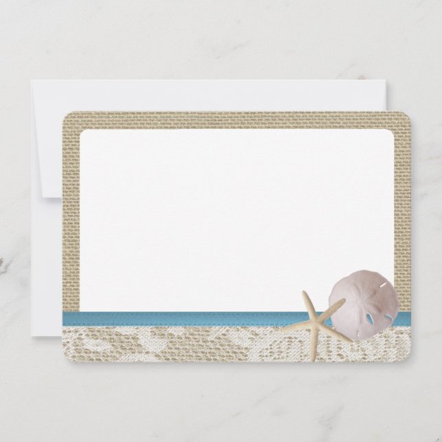 Cartão De Agradecimento Blue Beach Lace Dólar de areia Obrigado (Frente)