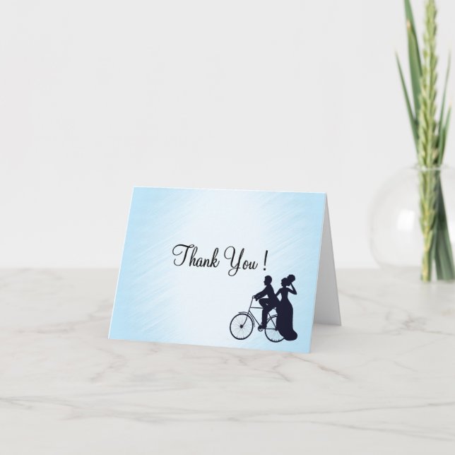 Cartão De Agradecimento Blue Bicycle Wedding Thank You Blank Inside (Frente)