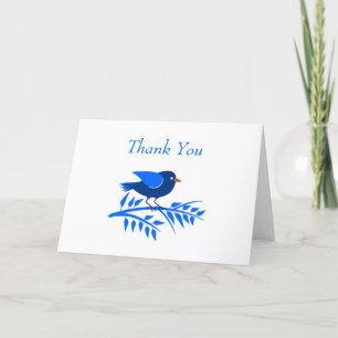 Cartão De Agradecimento Blue Bird Leaf Branch Natureza Simples Obrigado