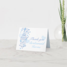 Cartão De Agradecimento Blue bird wedding Bridesmaid thank you card