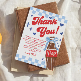 Cartão De Agradecimento Blue Bow She's Ready to Pop Baby Shower