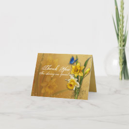 Cartão De Agradecimento Blue Butterfly on Daffodils Wedding Thank You Card