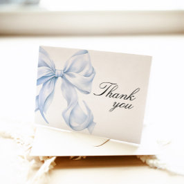 Cartão De Agradecimento Blue Coquette Bow Shower Thank You Card