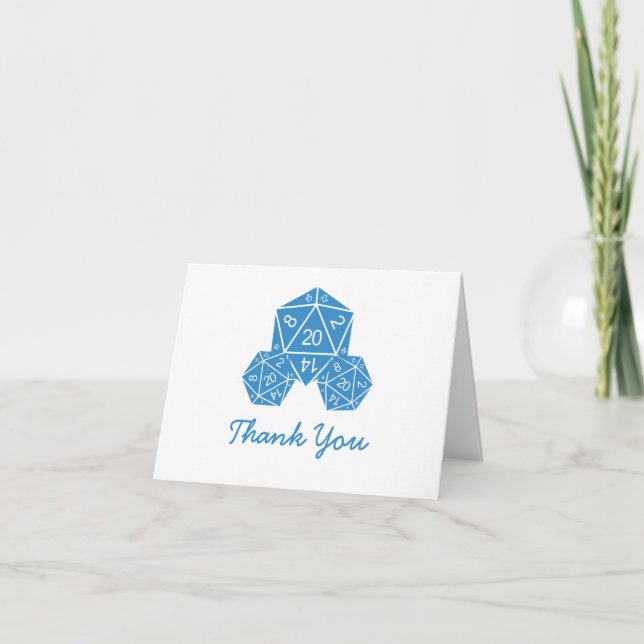 Cartão De Agradecimento Blue D20 Dice Thank You Card (Frente)