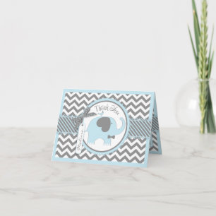 Cartão De Agradecimento Blue Elephant Bow Tie Chevron Print Thank You Card