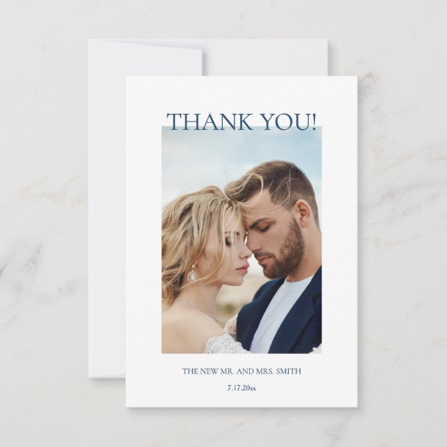 Cartão De Agradecimento Blue Fine Art Flowers Wedding Thank You Card (Frente)