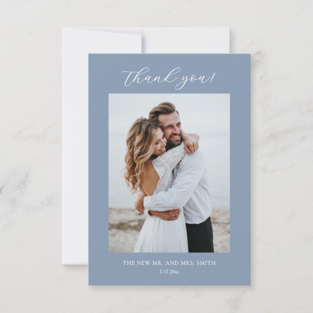 Cartão De Agradecimento Blue Fine Art Flowers Wedding Thank You Card (Frente)