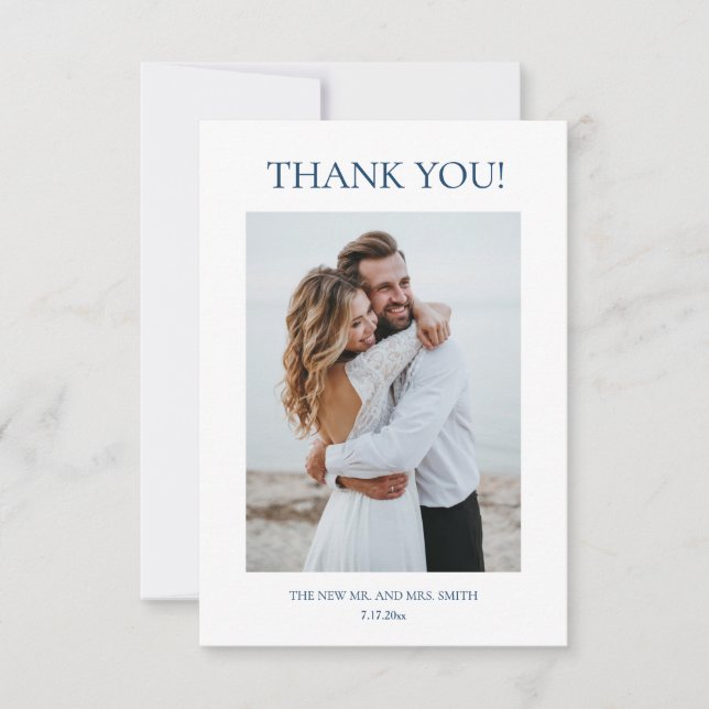 Cartão De Agradecimento Blue Fine Art Flowers Wedding Thank You Card (Frente)