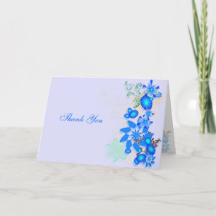 Cartão De Agradecimento Blue Floral Deco - Obrigado