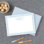 Cartão De Agradecimento Blue Gingham Check Personal Stationery<br><div class="desc">O doce cheque de gingham azul de bebê é uma maneira encantadora de celebrar um novo menino com este cartão de papelaria personalizado.</div>