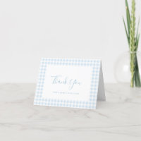 Blue Gingham Check Personal Stationery Obrigado C
