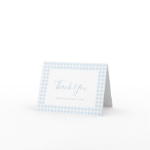 Blue Gingham Check Personal Stationery Obrigado C