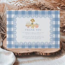 Cartão De Agradecimento Blue Gingham Silly Goose 1st Birthday