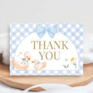 Cartão De Agradecimento Blue Gingham Silly Goose Baby Shower
