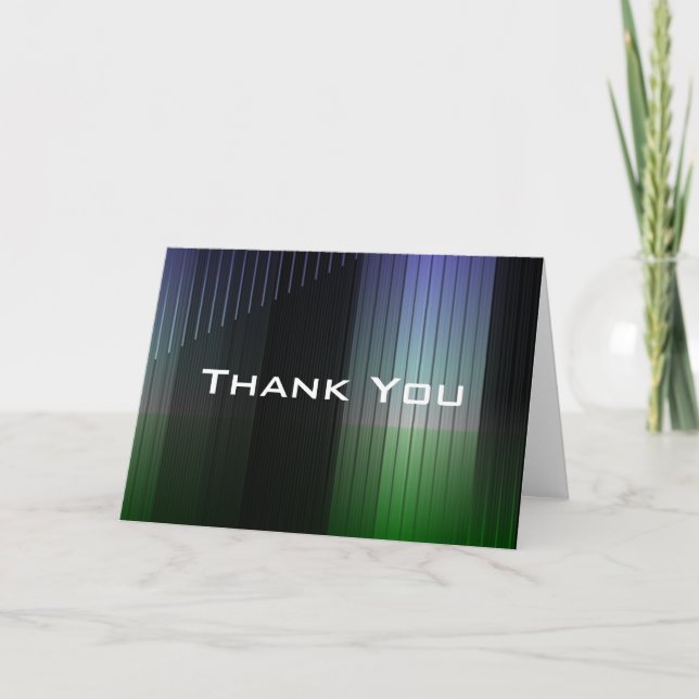 Cartão De Agradecimento Blue/Green Striped Thank You Greeting Card (Frente)