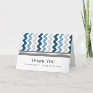Cartão De Agradecimento Blue Grey Chevron Employee Appreciation Card