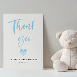 Cartão De Agradecimento Blue Heart Baby Shower