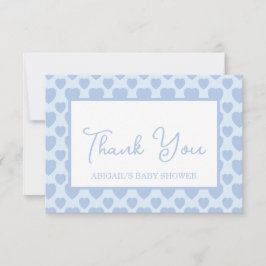 Cartão De Agradecimento Blue Hearts Baby Shower 